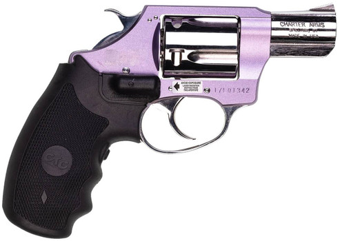 Charter Arms 53842 Undercover Lite Chic Lady Small 38 Special 5 Shot 2 High Polished Stainless Steel Barrel  Cylinder Lavender Aluminum Frame wBlack Crimson Trace Laser Grip Exposed Hammer UPC: 678958538427