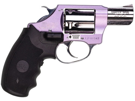 Charter Arms 53842 Undercover Lite Chic Lady Small 38 Special 5 Shot 2" High Polished Stainless Steel Barrel & Cylinder, Lavender Aluminum Frame w/Black Crimson Trace Laser Grip, Exposed Hammer