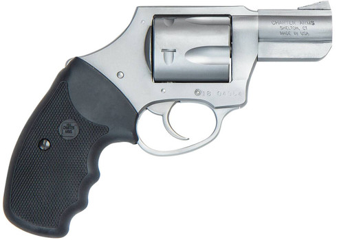 Charter Arms 73521 Mag Pug  357 Mag 5 Shot 2.20 Matte Stainless Steel Barrel Cylinder  Frame wBlack Finger Grooved Rubber Grip UPC: 678958735215
