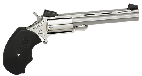 North American Arms MMTL MiniMaster CA Compliant 22 LR 5 Shot 4 Vent Rib Barrel Overall Stainless Steel Finish Finger Grooved Black Rubber Grip Adjustable Sights UPC: 744253000638