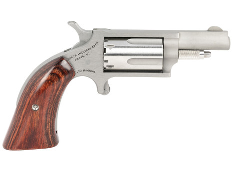 North American Arms 22MGBG Mini-Revolver Sports South Exclusive 22 WMR 5 Shot 1.63" Stainless Steel Barrel, Frame & Cylinder, Wood Boot Grip, Exposed Hammer