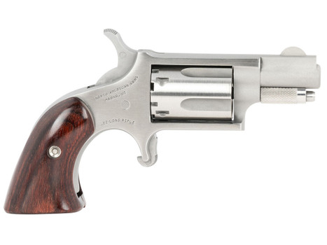 North American Arms 22LRGBG Mini-Revolver Sports South Exclusive 2 LR 5 Shot 1.13" Stainless Steel Barrel, Frame & Cylinder, Wood Boot Grip, Exposed Hammer