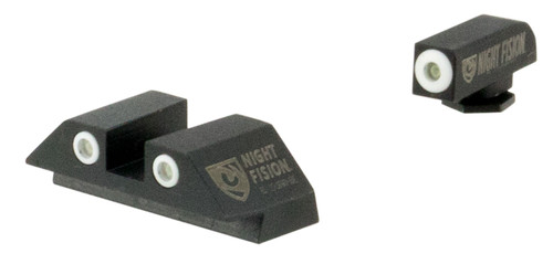 Night Fision GLK001003WGZ Tritium Sight Set  Fixed White Ring FrontBlack Ring Rear Black Frame Compatible wGlock 171934 Front PostRear Dovetail Mount UPC: 856386007078