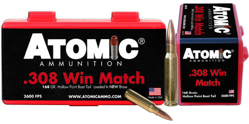 Atomic Ammunition 00426 Rifle Match 308 Win 168 gr Hollow Point Boat Tail 50 Per Box 10 UPC: 858767004263