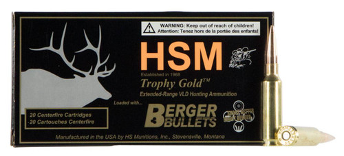 HSM 65CRD130VLD Trophy Gold Extended Range 6.5 Creedmoor 130 gr Berger Hunting VLD Match 20 Per Box 25 UPC: 810742026608