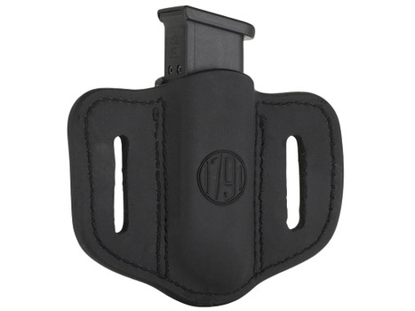 1791 Gunleather MAG12SBLA MAG1.2 Single Mag Holster Stealth Black Leather Belt Slide Compatible w/ Double Stack Ambidextrous