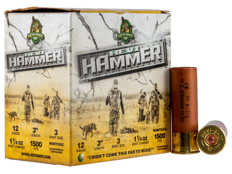 HEVI-Shot HS28003 HEVI-Hammer 12Gauge 3" 1 1/4oz 3Shot 25 Per Box/10 Case