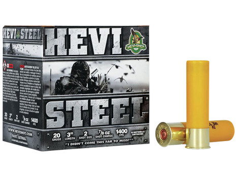 HEVI-Shot HS62002 HEVI-Steel 20Gauge 3" 7/8oz 2Shot 25 Per Box/10 Case