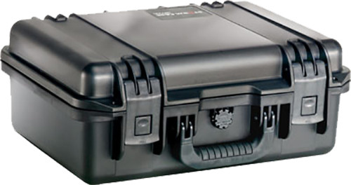 Pelican IM2200BK Storm Case made of HPX Resin with Black Finish Vortex Valve SoftGrip Handle  2 Lockable Hasps 15 L x 10.50 W x 6 D Interior Dimensions Holds 1 Handgun UPC: 825494000103