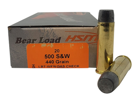 HSM 500SW6N Bear Load 500 S&W Mag 440 gr Wide Flat Nose 20 Per Box/ 25 Case