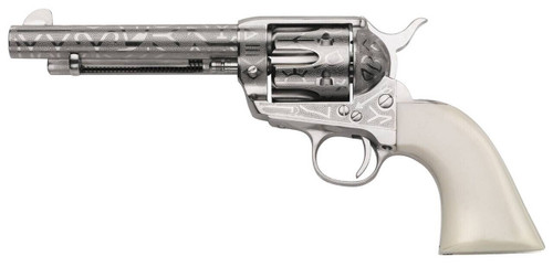 Taylors  Company 200061 1873 Cattle Brand 45 Colt LC Caliber with 5.50 Barrel 6rd Capacity Cylinder Overall NickelPlated Engraved Finish Steel  Ivory Synthetic Grip UPC: 839665000328