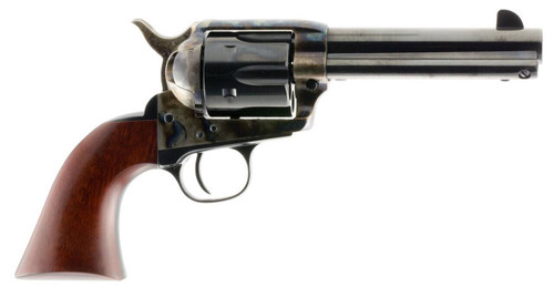 Taylors  Company 550887 1873 Cattleman SAO 45 Colt LC Caliber with 4.75 Blued Finish Barrel 6rd Capacity Black Finish Cylinder Color Case Hardened Finish Steel Frame  Walnut Grip UPC: 839665001028