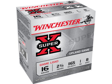 Winchester Ammo XU168 Super X Game Load 16Gauge 2.75" 1oz 8Shot 25 Per Box/10 Case