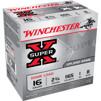 Winchester Ammo XU168 Super X Game Load 16 Gauge 2.75 1 oz 8 Shot 25 Per Box 10 Case UPC: 020892013315