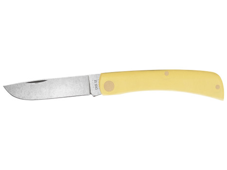 Case 00032 Sod Buster Jr. 2.80" Folding Skinner Plain Tumble Polish Chrome Vanadium Steel Blade/Yellow Synthetic Handle