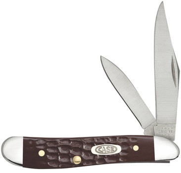 Case 00046 Peanut  2.101.53 Folding ClipPen Plain AsGround TruSharp SS BladeBrown Jigged Synthetic Handle UPC: 021205000466