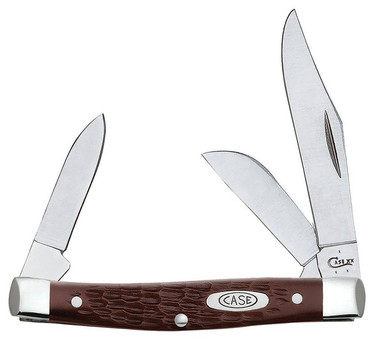 Case 00106 Stockman  Medium 2.421.581.57 Folding ClipSheepsfootPen Plain AsGround TruSharp SS BladeBrown Jigged Synthetic Handle UPC: 021205001067