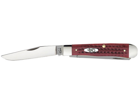 Case 00783 Trapper Medium 3.25"/3.27" Folding Clip Point/Spey Plain Mirror Polished Tru-Sharp SS Blade Corn Cob Jigged Old Red Bone Handle