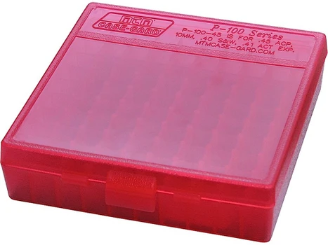 MTM Case-Gard P100929 Ammo Box Flip-Top Multi Caliber Clear Red Polypropylene 100rd