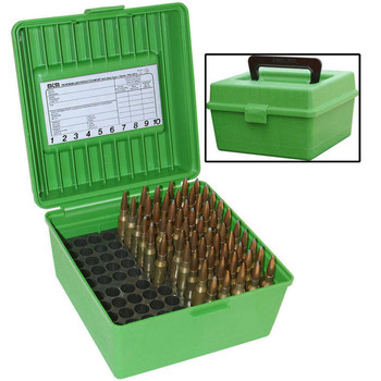 MTM CaseGard R100MAG10 Deluxe R100 MultiCaliber Rifle Green Polypropylene 100rd UPC: 026057230108
