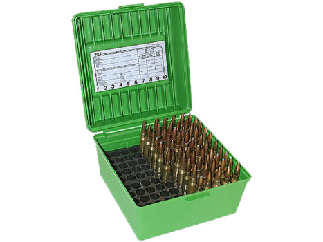MTM Case-Gard R100MAG10 Deluxe Ammo Box Round Handle Multi Caliber Rifle Green Polypropylene 100rd
