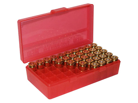 MTM Case-Gard P504529 Ammo Box Flip-Top Multi Caliber Clear Red Polypropylene 50rd
