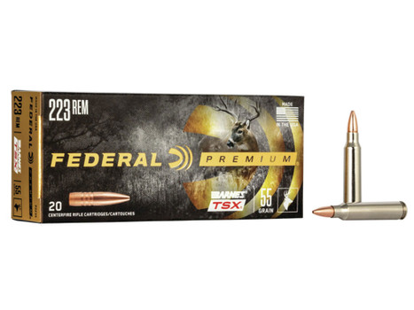 Federal P223S Premium 223Rem 55gr Barnes TSX 20 Per Box/10 Case