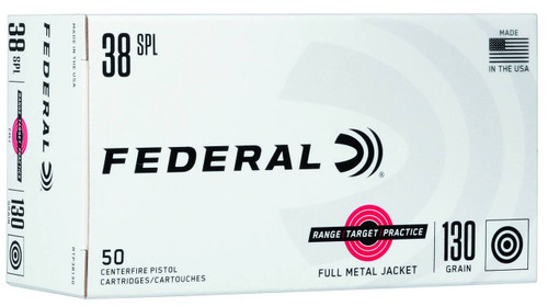 Federal Range Target Practice Subsonic Centerfire Ammunition, 38 Special, Full Metal Jacket, 130 Grain - 50 Cartridge Box ( 50 / 1 )