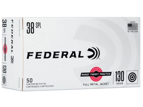 Federal RTP38130 Range & Target 38Special 130gr Full Metal Jacket 50 Per Box/20 Case