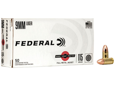Federal RTP9115 Range & Target 9mmLuger 115gr Full Metal Jacket 50 Per Box/20 Case
