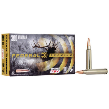 Federal Barnes TSX Hyper Velocity Centerfire Ammunition, 300 Win Mag, Barnes TSX, 180 Grain - 20 Cartridge Box ( 20 / 1 )