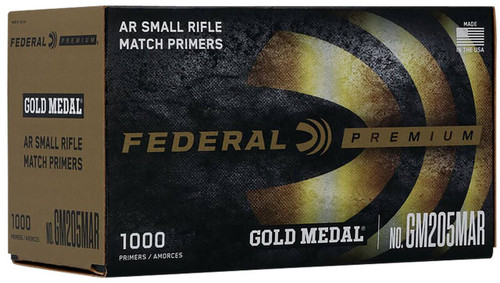 Federal GM205MAR Gold Medal Premium Small AR Rifle Multi Caliber 1000 Per Box UPC: 029465157975