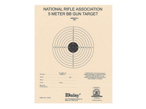 Daisy 408 NRA 5-Meter Target Air Rifle Bullseye Hanging Paper 5 Meters Air Rifle Black/White 50 Per Pkg