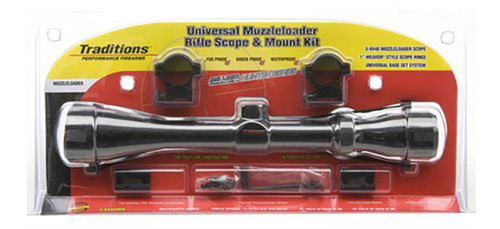 Traditions A1171 Muzzleloader Scope Pack 39x 40mm Duplex Reticle Matte Black Includes Medium Rings  2 Piece Base UPC: 040589015484