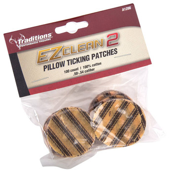 Traditions A1286 EZ Clean 2 Pillow Ticking Patches .50 .54 Cal Cotton 100 Per Pack UPC: 040589020525