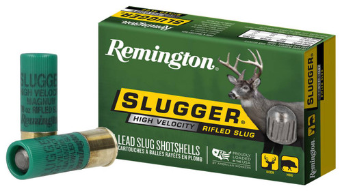 Remington Slugger High Velocity 12 Gauge Shotshell Ammunition, 2 3/4 in, 1800 fps, 2/3 oz, Slug - 5 Cartridge Box ( 5 / 1 )