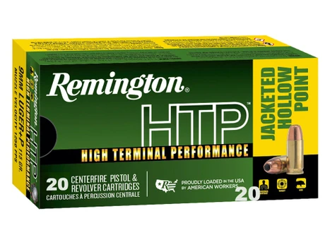 Remington Ammunition 28293 HTP 9mmLuger+P 115gr Jacketed Hollow Point 20 Per Box/25 Case