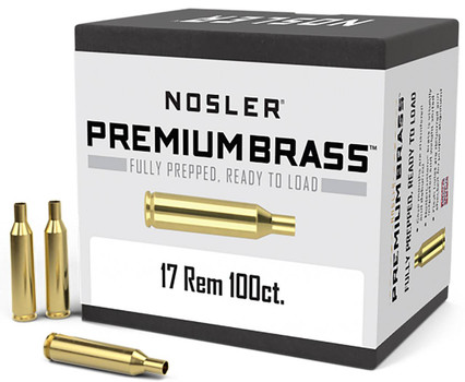 Nosler 10128 Premium Brass Unprimed Cases 17 Rem Rifle Brass 100 Per Box UPC: 054041101288