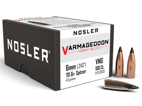 Nosler 26123 Varmageddon 6mm 70gr Flat Base Tipped 100/Box
