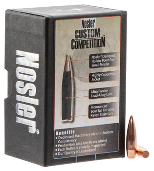 Nosler 53427 Custom Competition 6.5mm .264 100 gr Hollow Point Boat Tail 100 Per Box UPC: 054041534277