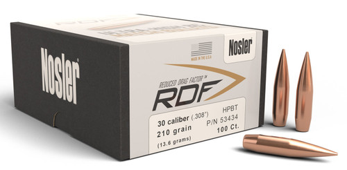 Nosler 53434 RDF Match 30 Cal .308 210 gr Hollow Point Boat Tail 100 Per Box UPC: 054041534345