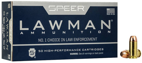 Speer Lawman Subsonic Centerfire Ammunition, 40 Smith & Wesson, Total Metal Jacket Round Nose, 180 Grain - 50 Cartridge Box ( 50 / 1 )