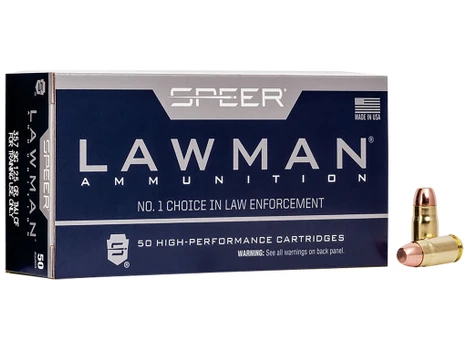 Speer 54232 Lawman Training Clean-Fire 357Sig 125gr Total Metal Jacket Flat Nose 50 Per Box/20 Case
