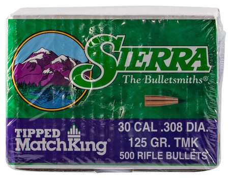 Sierra 7725C Tipped MatchKing  30 Cal .308 125 gr Tipped MatchKing 500 Per Box UPC: 092763577257