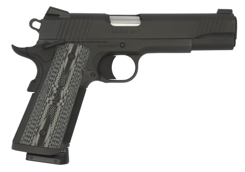 Colt Mfg O1082CCU CCU Government 9mm Luger 9+1 5" Stainless National Match Barrel, Matte Black DLC Serrated Stainless Steel Slide & Frame w/Beavertail, Black Scalloped G10 Grip, Ambidextrous          