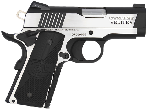 Colt Mfg O7082CE Combat Elite Commander Compact Frame 9mm Luger 8+1, 3" Stainless Steel Barrel, Two-Tone Serrated Stainless Steel Slide & Frame w/Beavertail, Black Scalloped G10 Grip, Ambidextrous    