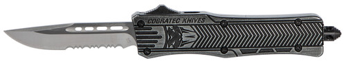 CobraTec Knives SSWCTK1SDS CTK1  Small 2.75 OTF Part Serrated D2 Steel BladeBlack Stonewashed Aluminum Handle Features Glass Breaker Includes Pocket Clip UPC: 099654022100