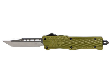 CobraTec Knives SODCTK1STNS CTK-1 Small 2.75" OTF Tanto Plain D2 Steel Blade/OD Green Aluminum Handle Features Glass Breaker Includes Pocket Clip