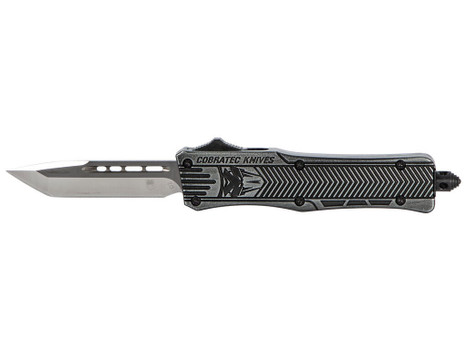 CobraTec Knives SSWCTK1STNS CTK-1 Small 2.75" OTF Tanto Plain D2 Steel Blade/Black Stonewashed Aluminum Handle Features Glass Breaker Includes Pocket Clip