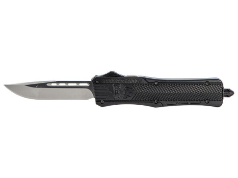 CobraTec Knives MBCTK1MDNS CTK-1 Medium 3" OTF Drop Point Plain D2 Steel Blade/Black Aluminum Handle Features Glass Breaker Includes Side Button